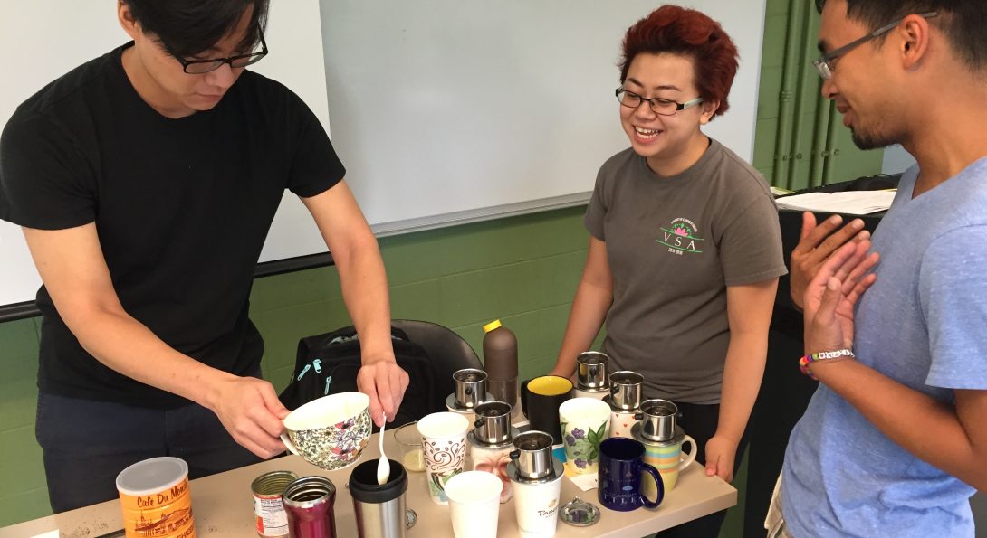 Students preparing coffee
