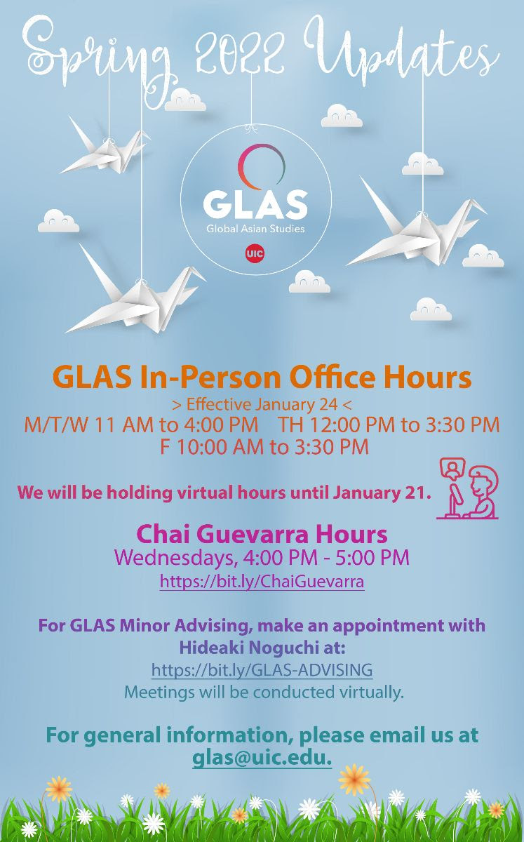 GLAS Spring 2022 Hours Global Asian Studies University of Illinois