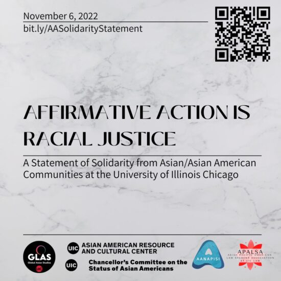 Affirmative Action is Racial Justice: A Statement of Solidarity from Asian/Asian American Communities at the University of Illinois Chicago