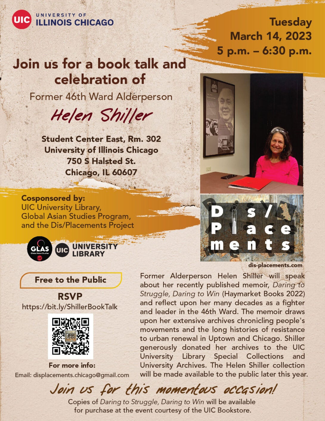 Join Us for a Book Talk and Celebration of Former 46th Ward Alderperson Helen Shiller